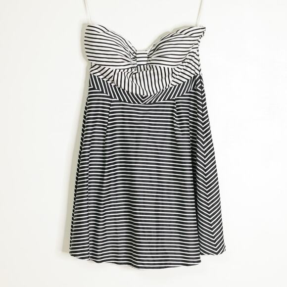 Modcloth Minuet NWT Strapless Black White Striped Mini Dress Large - Picture 1 of 8